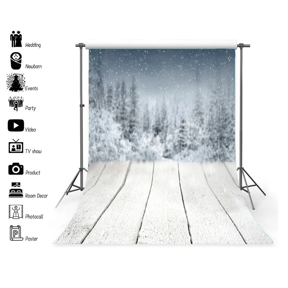 

SHUOZHIKE Christmas Tree Photography Backdrop Snow Gift Party Decor Kids Banner Background Holiday Photo Studio Prop DNS-11