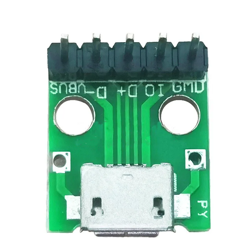 1PC Micro USB To DIP Adapter 5pin Female Connector Module Board Panel 5Pin board B Type PCB 2.54 MM Weld Straight Curved Needle