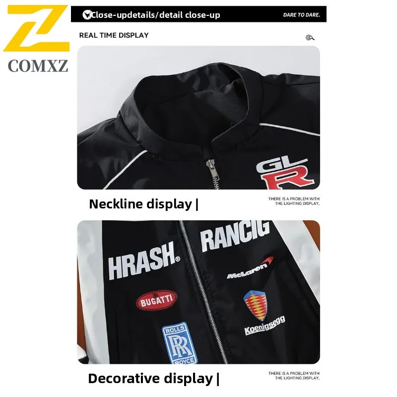 الرجال خمر البيسبول السائق سترة سباق نمط بولي معطف معطف جلد مقاوم للماء يندبروف فضفاض دراجة نارية ملابس خارجية تناسب ربيع الخريف #6