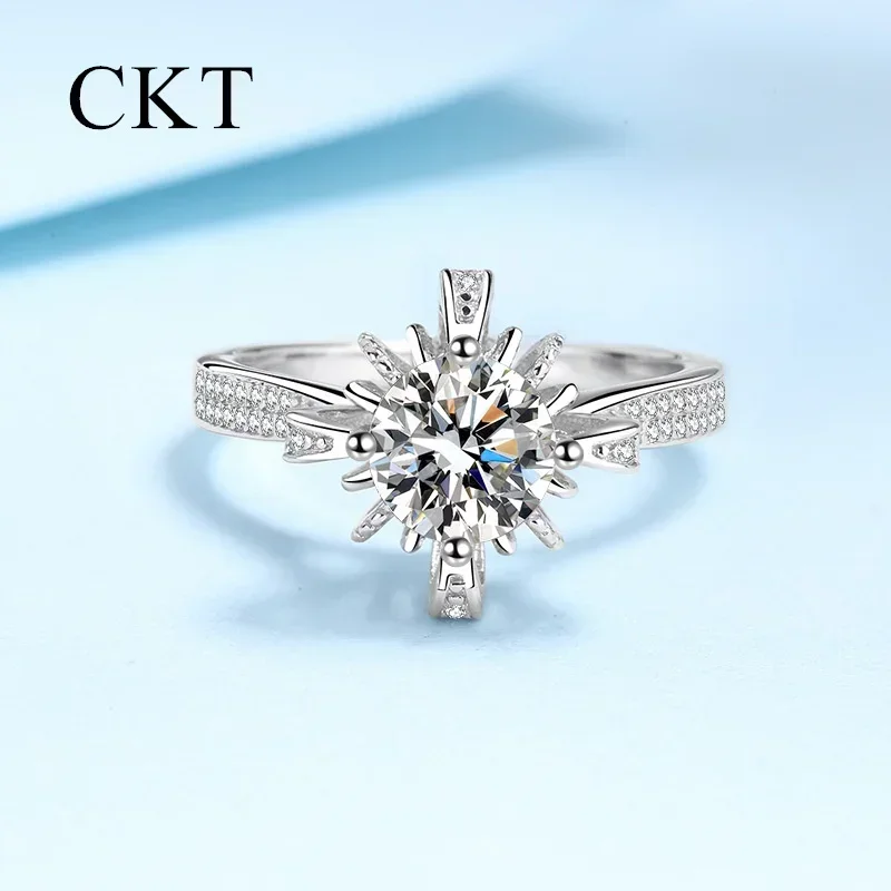 

18K White Gold Rings for Women Pt950 Platinum 1 Carat D Color Moissanite Ring Wedding Sparkling Diamond Band Fine Jewelry Gift