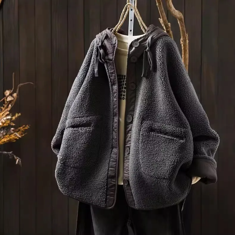 

Men's Oversized Casual Cotton Jaet Fall Winter Thiened Fluffy Lined Coat Long Length Stand Fit Daily Wear Polyester Fiber