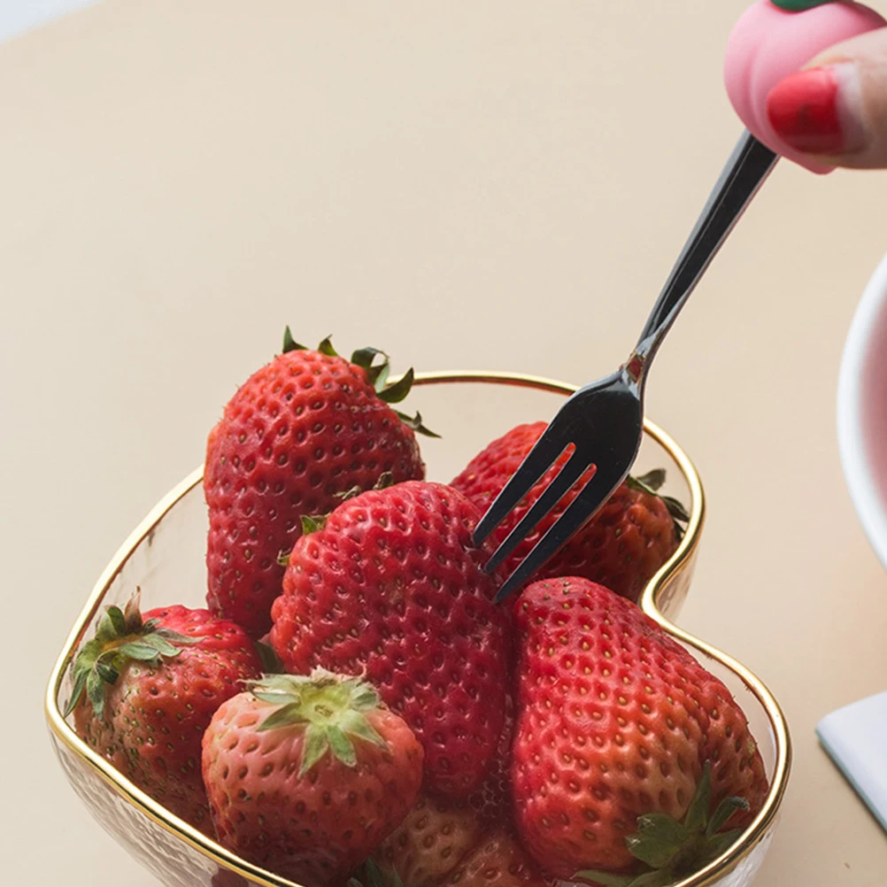 

2 Sets Fruit Shaped Fork Spoon Spoons Utensils Tableware Stainless Steel Eating Accessories