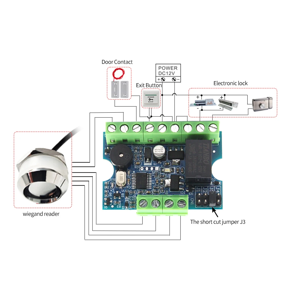 12V Access control Mini Relay Module Controller Board Kit TM Wiegand RFID Card Reder Set Door System support Admin Card 1000user