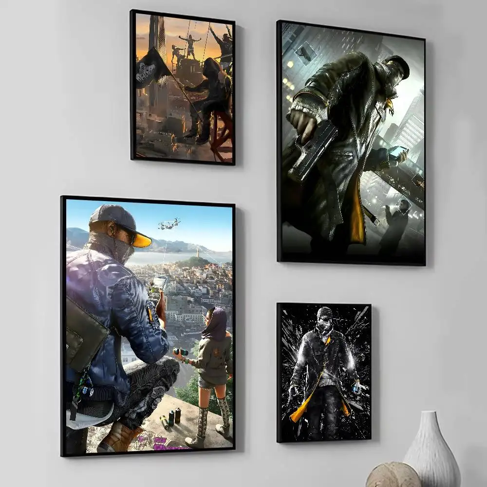 Hot Classic Game W-Watch D-Dogs Manga Posters Self Adhesive Waterproof Ideal For Living Room Bedroom Bar Decoration