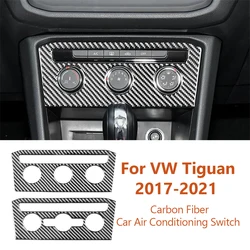 For Volkswagen VW Tiguan 2017-2021 Carbon Fiber Car Air Conditioning Switch Panel Decorative Stickers Auto Interior Accesorios