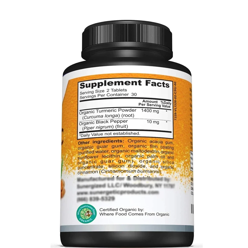 Organic Turmeric Supplements - Including Organic Turmeric and Organic Black Pepper -1400mg Turmeric Per Serving -60 Capsules
