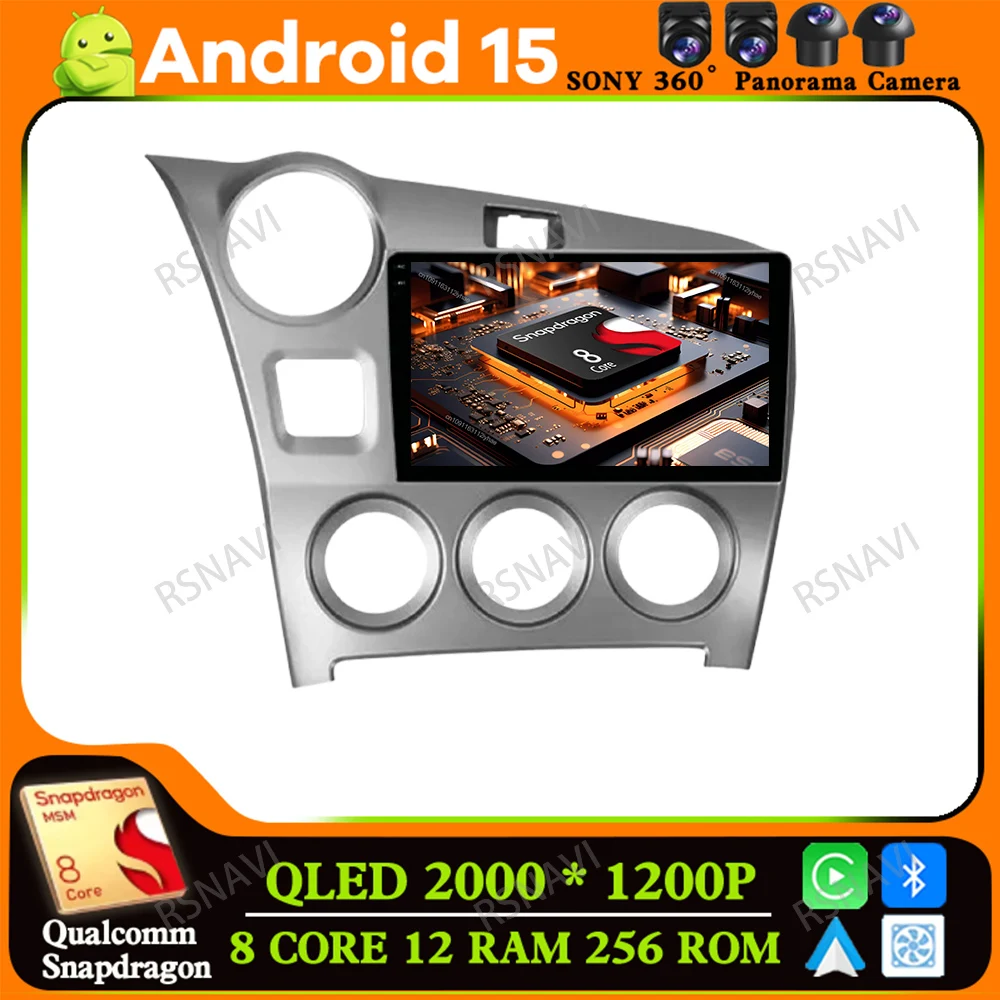 Radio de coche Android 15 para Toyota Matrix 2 E140 2008 2009 2010 2011 2012 2013 2014 Golf 4 360 cámara aspiradora de coche Multimedia