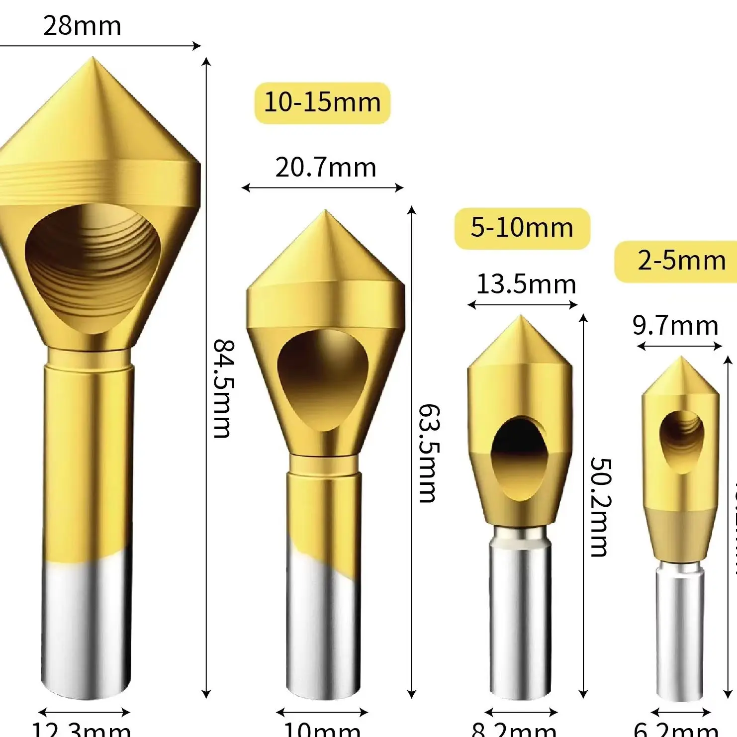 

90° Countersink Chamfer Drill Bit, Inner Chip Removal Deburring Tool, Countersink Cutter for Hole Deburring