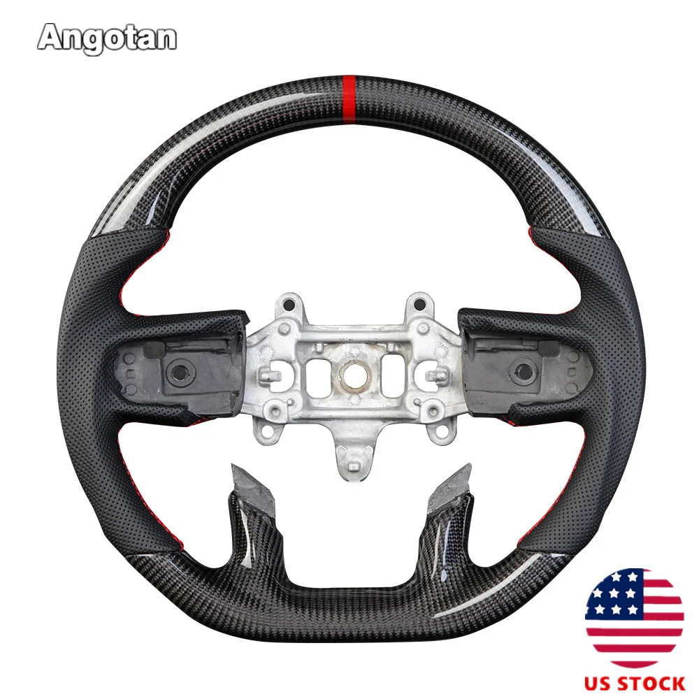 

✔Prepreg Dry Carbon Fiber D-Type Flat-bottom Steering Wheel for Dodge RAM 1500 2018-2024 Nappa Preforated Leather Grip w/ Heated