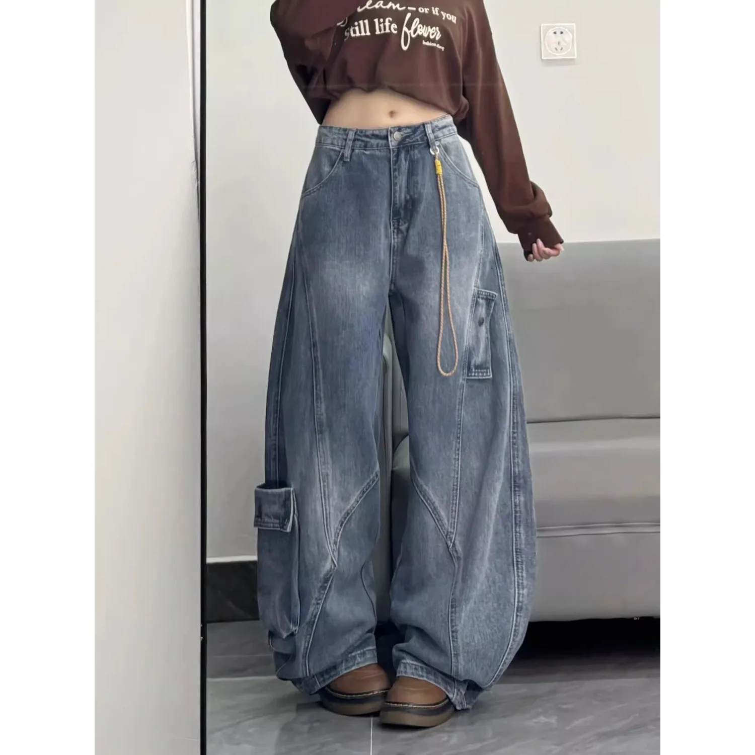 

Мужские джинсы прямого кроя больших размеров на осень-зиму, асимметричный дизайн, повседневные прямые брюки, модные джинсовые штаны