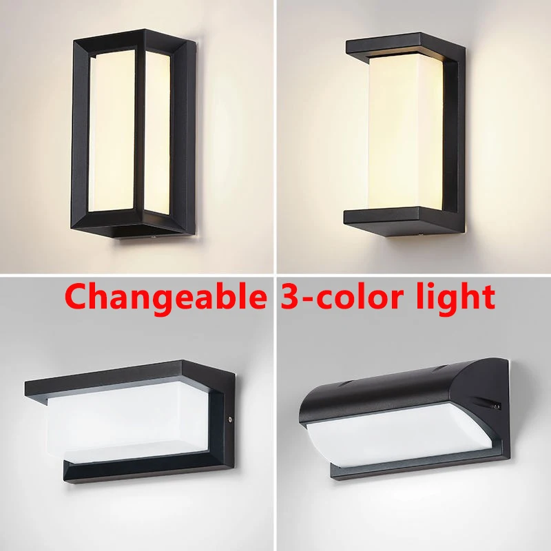 

Сменный 3-цветный светильник, уличный настенный светильник, водонепроницаемый IP65, светодиодное освещение, освещение для крыльца, балкон, садовые светильники, уличный настенный светильник