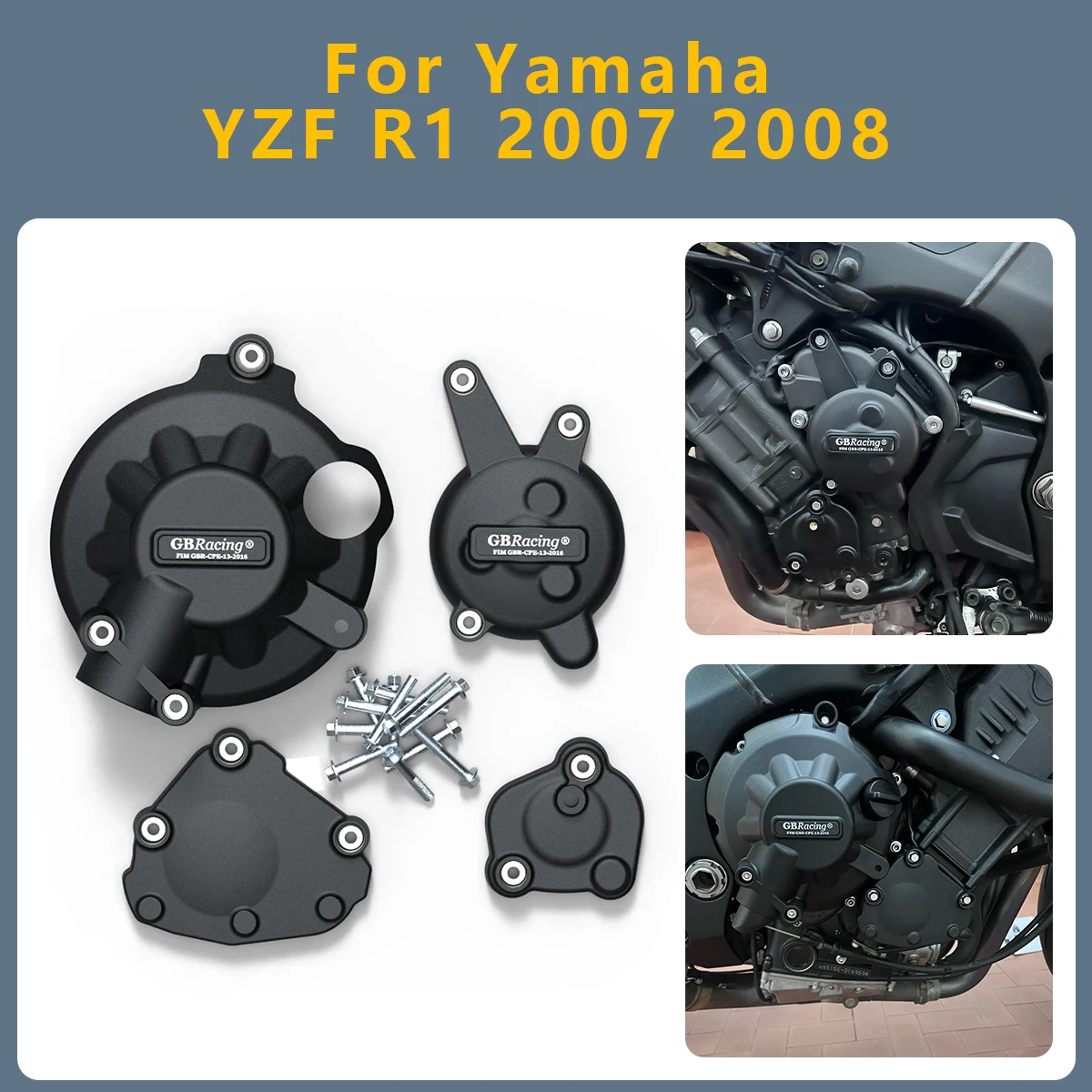 

Motorcycle Engine Cover Clutch Cover Protection Set Accessories For Yamaha YZF-R1 YZF R1 YZFR1 2007-2008