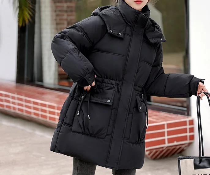 

Parkas Womens Informales Autumn Denim-Feel Double-Layered Sided Contrasting Panelled Snap-Button Plaid Flap Pockets Modern Chic