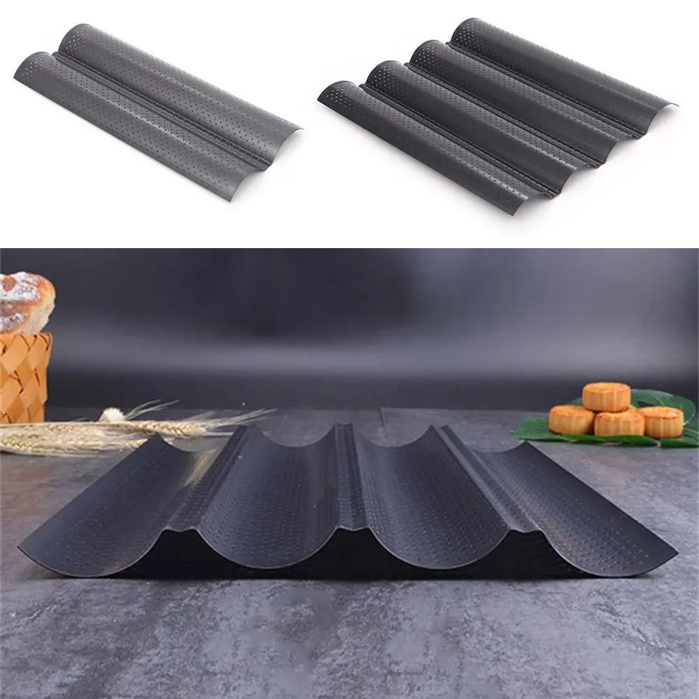 New Nonstick Baguette Baking Tray Waves Bakeware Baguette Mold 2/4 Grooves French Bread Toast Baguette Pan