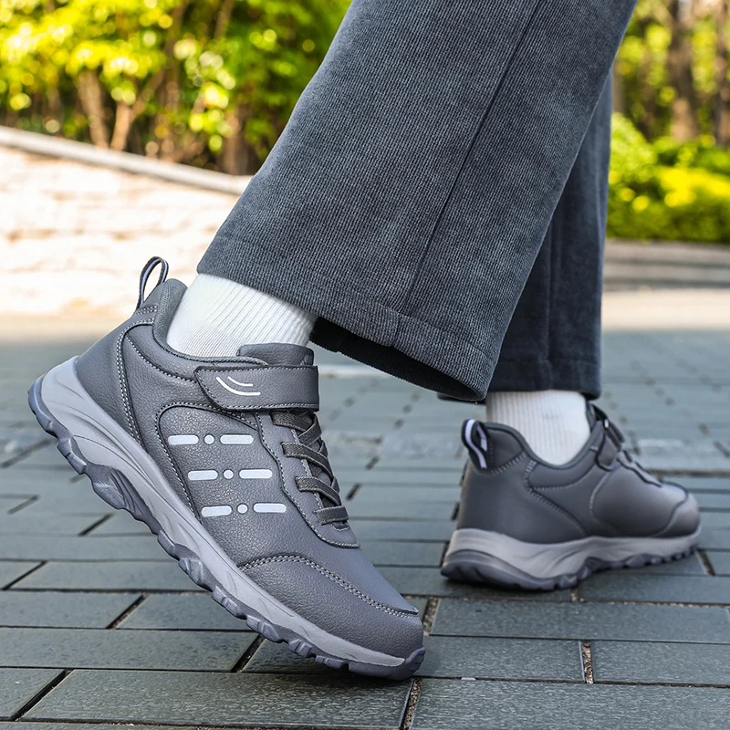 Herren-Sneaker, wasserdicht, bequem, strapazierfähig, Wanderschuhe, klassische unifarbene Outdoor-Camping-Freizeitschuhe, klobige Sneaker – Detail 20