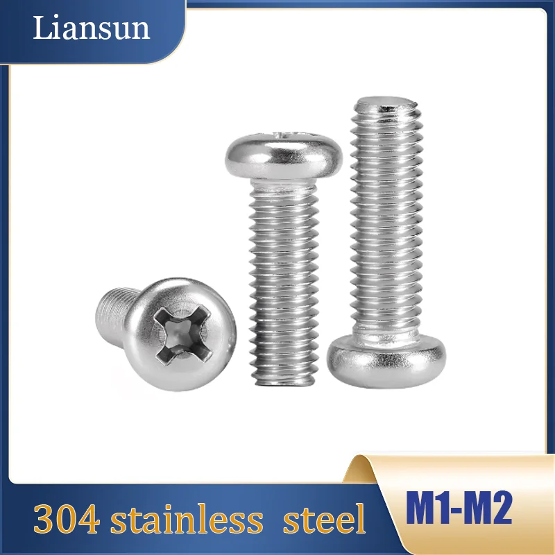 

30-200 pcs Cross-Head Machine Screws M1 M1.2 M1.4 M1.6 M2 304 Stainless Steel Cross-Recess Pan-Head Machine Screws Socket Screws