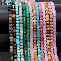 High Quality Faceted Square Stone Bead 5mm Natural Chalcedony Agat Loose Spacer Beads For Jewelry Making DIY Bracelet Necklaces