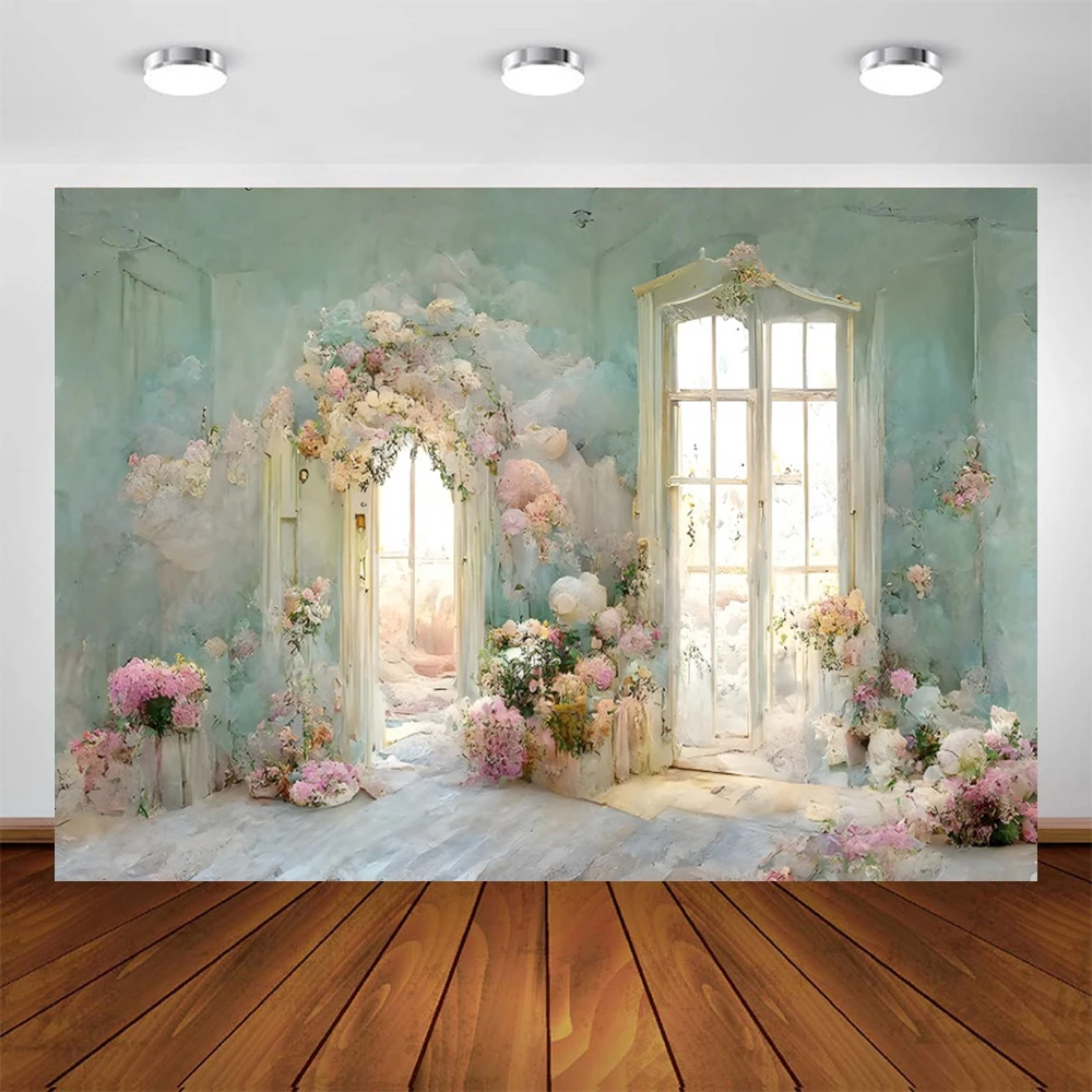 

Vintage Room Oil Painting Flowers Photography Background Girls Birthday Party Portrait Decoration Backdrop Photo Studio