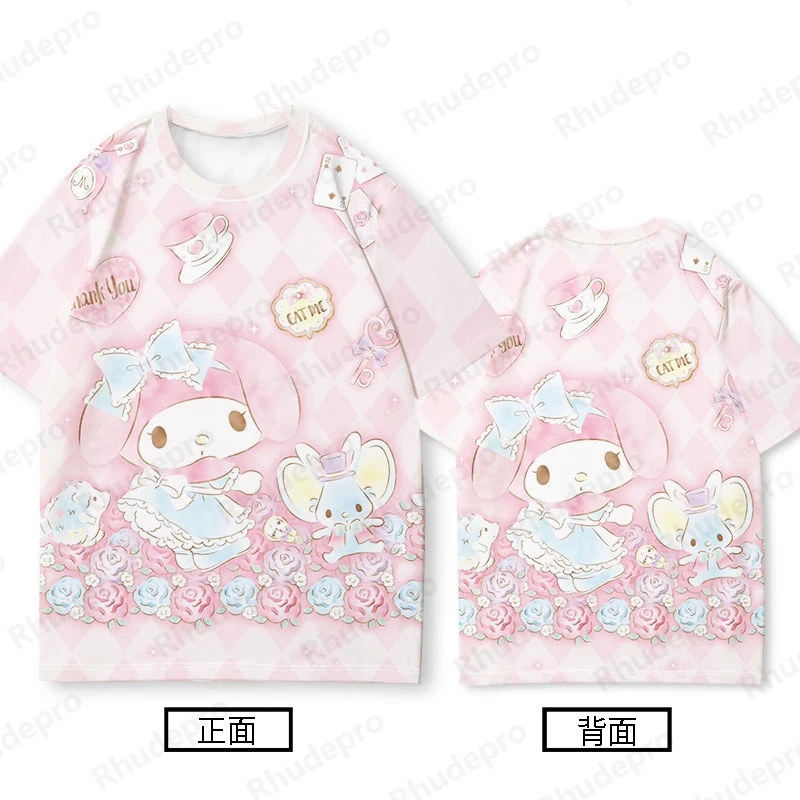 Melody-Camiseta de manga corta para mujer, Top de Sanrio animado de verano, ropa de melodía, 2024