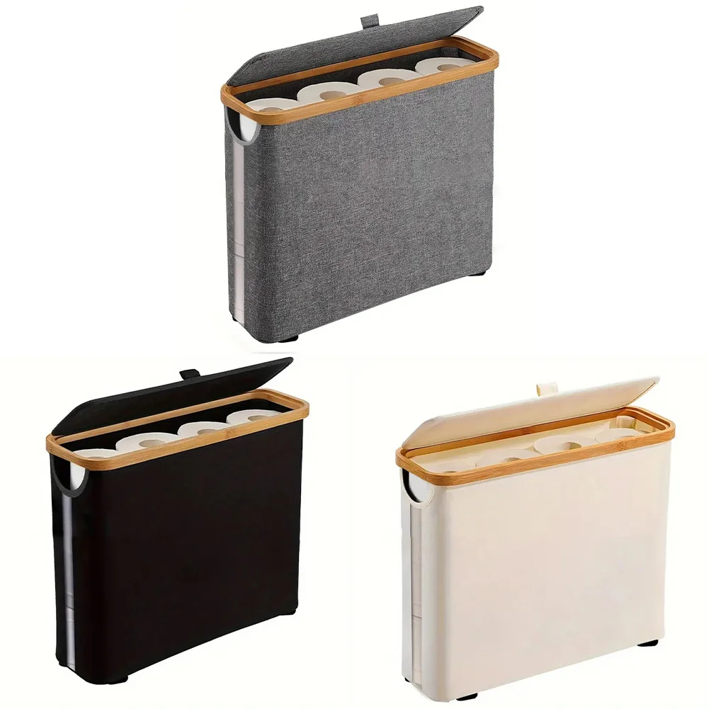 

Toilet Paper Organizer Space-saving Toilet Paper Rack Waterproof Toilet Paper Storage Basket With Lid Bathroom Dispenser Basket