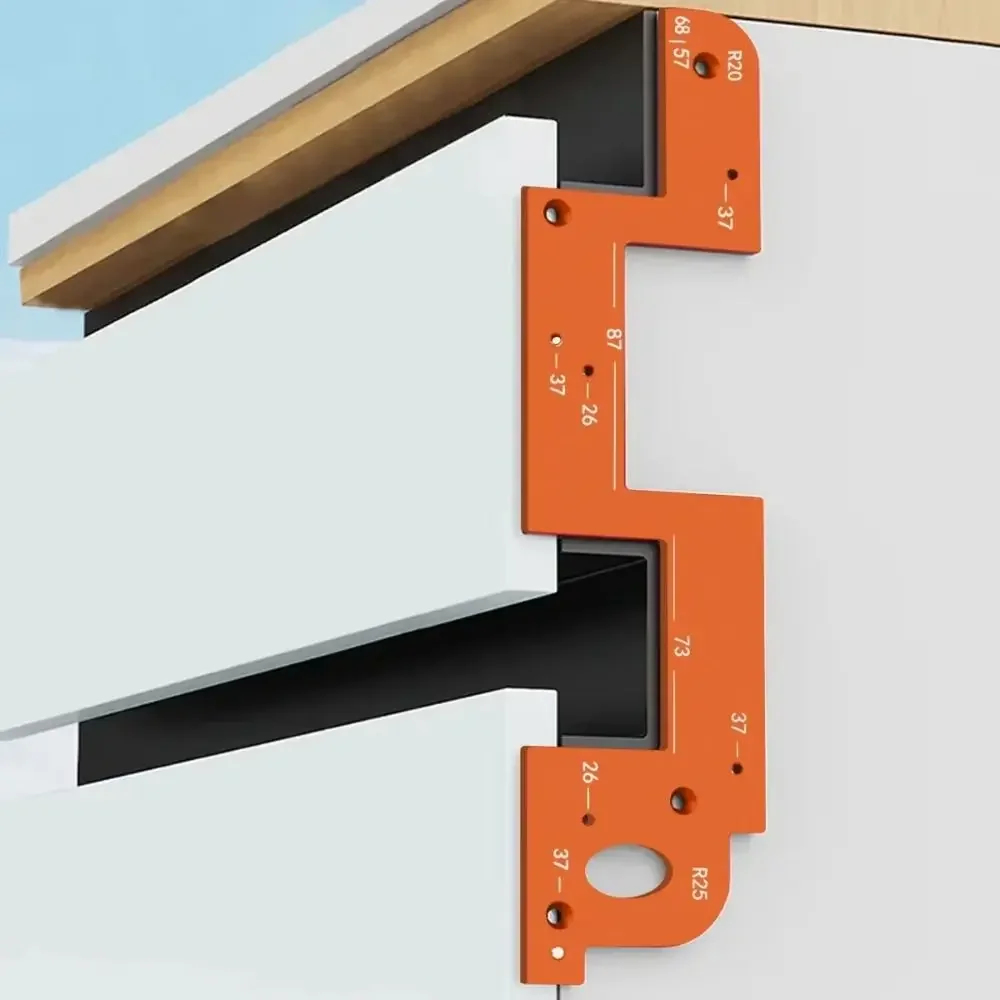 

Muiti Size Adaptation Cabinet Door Slotted Template Aluminum Alloy Handle Free No Handle Slotting Mold Edges Trimmers