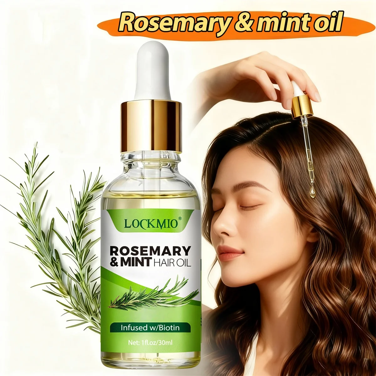 

Rosemary & Mint Hair Oil,Deep Moisture and Nourish Conditioner, Smooth Anti-hair Loss,Rich in Biotin Improve Hair & Scalp Health
