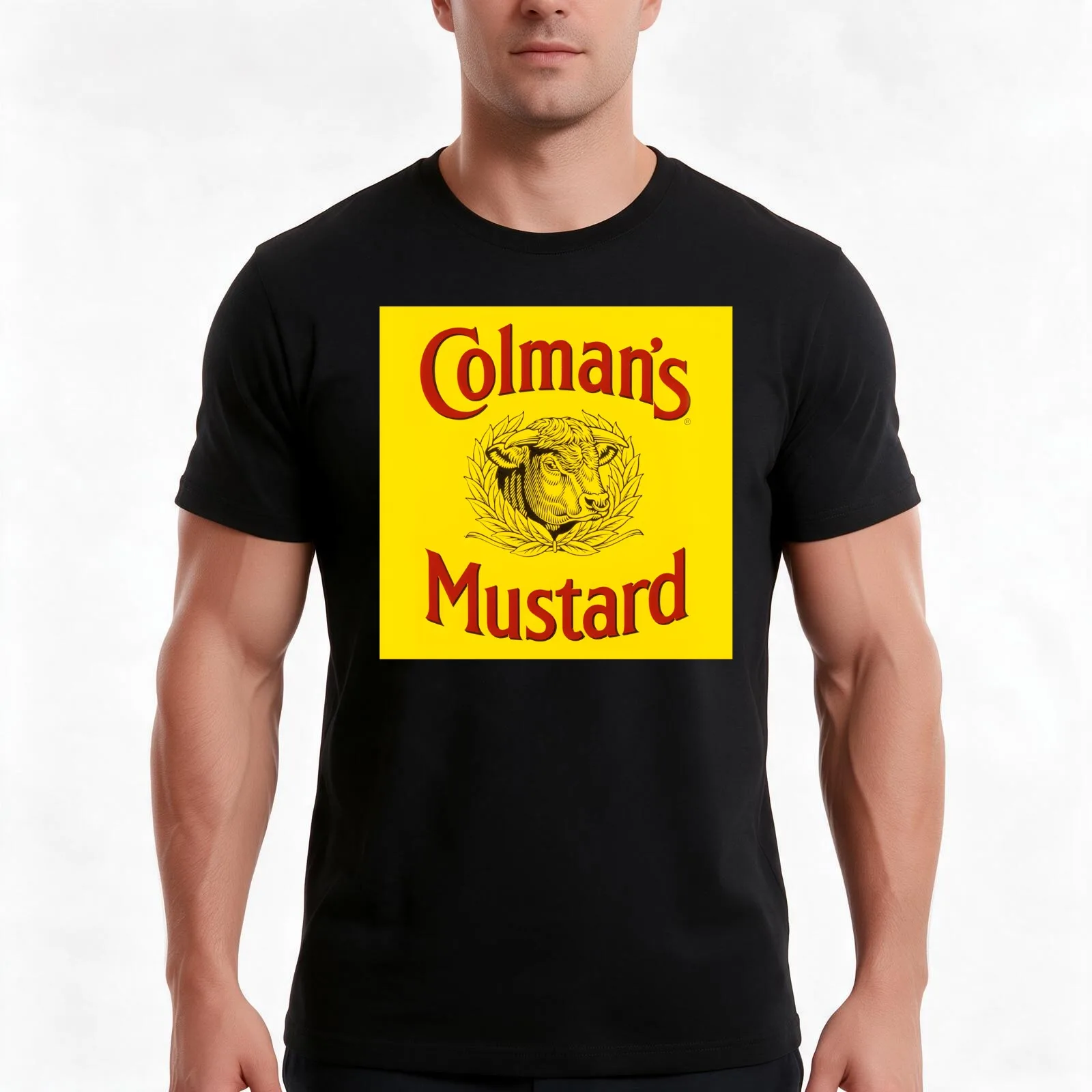 Colman's English Mustard T-Shirt, Summer Casual Cotton Tee, Oversized Streetwear Tops, Vintage Graphic Print, Unisex Men Women
