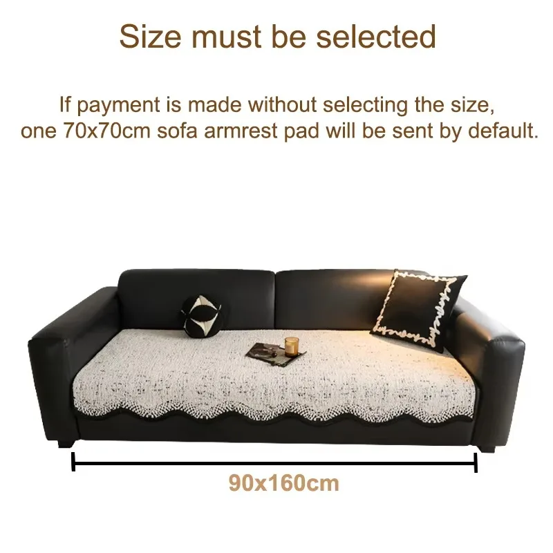 Black White Contrast Plush Sofa Cushion, Wavy Black Edge, Light Luxury Retro Warm Winter Couch Seat Cover, Home Decor 1pc