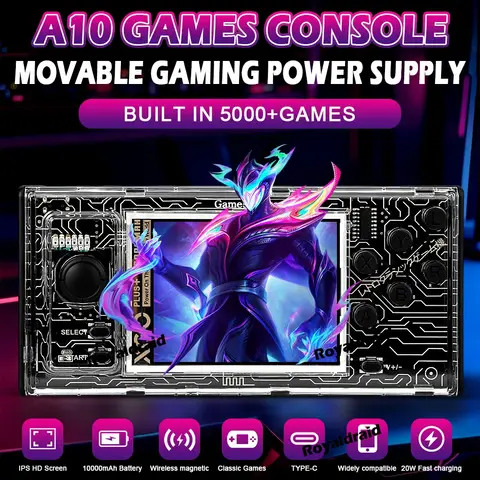 NY Spelkonsol Powerbank Integrerad 10000mAh Snabbladdning Magnetisk Trådlös Laddning Mobil Strömförsörjning Handhållen Spelare 10 best sales Powerbank-spel - №9