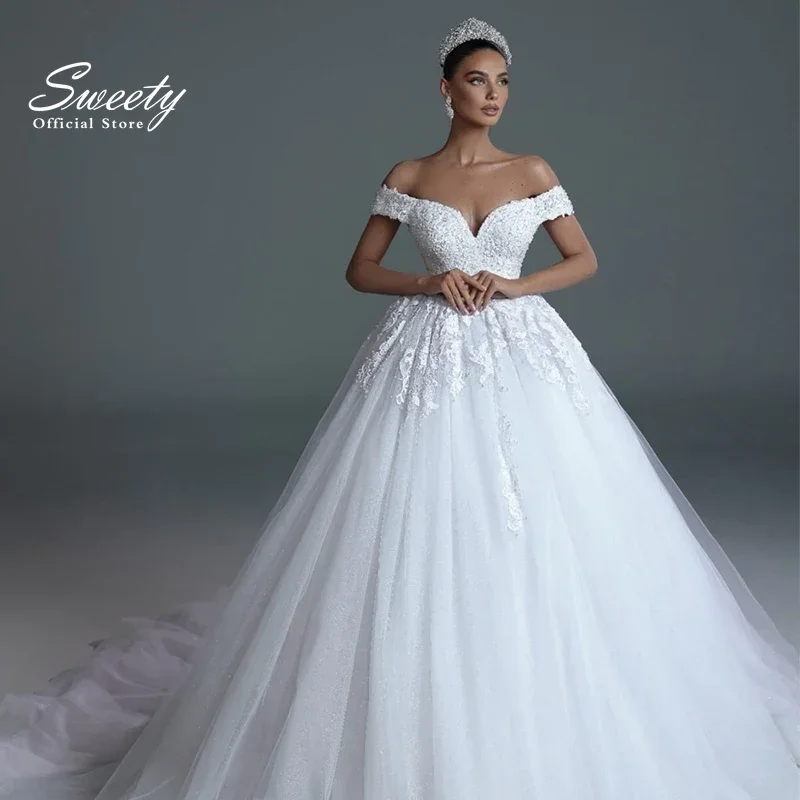 Graceful Wedding Dress Organza With Embroidery Bead Princess Ball Gown Heart-Shaped Neck  Sleeveless Customized Vestido De Novia