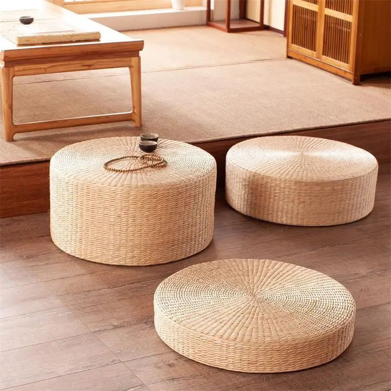 Japanese style futon cushion, grass mat, meditation meditation, tatami rice mat, household cushion, straw woven buttocks mat, Bu