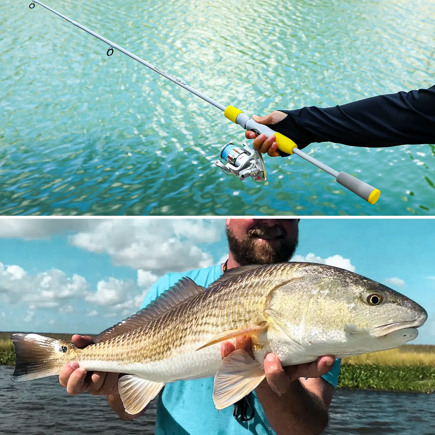 Sougayilang 2 Abschnitt Spinning Angelrute und Angelrolle Combo 1,8/2,1 m Carbon Faser Angelrute 5,2:1 Angelrolle Bass Fisch – Detail 18