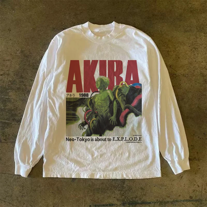 Heavyweight 310gsm Pure Cotton Long Sleeve T-Shirt American Retro Oversize Streetwear Versatile Casual round Neck Tee