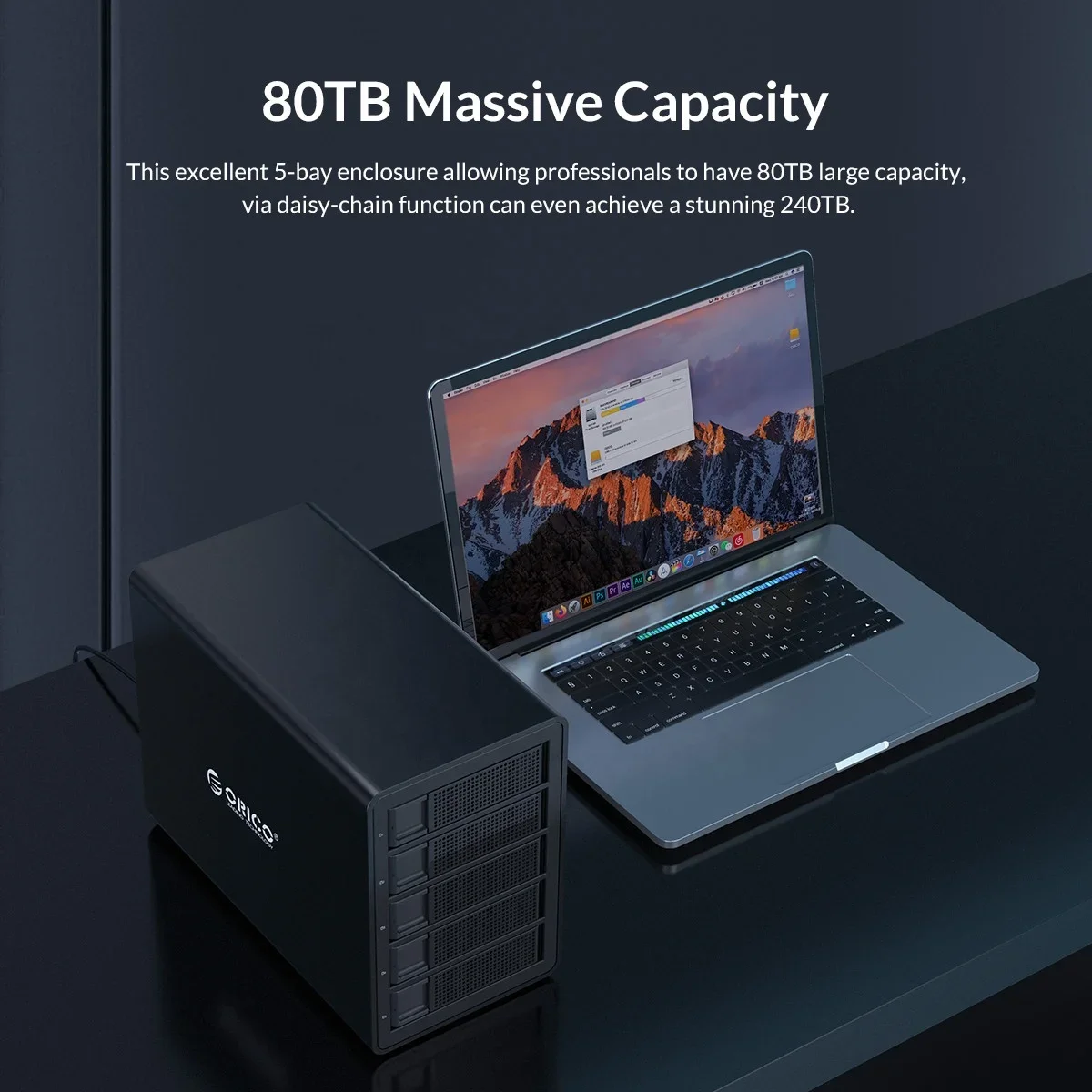 Док-станция для жесткого диска Bay 3,5 дюйма USB3.0 с поддержкой UASP 80 ТБ с внутренним адаптером питания 150 Вт, алюминиевый корпус SATA-USB 3.0 для жесткого диска