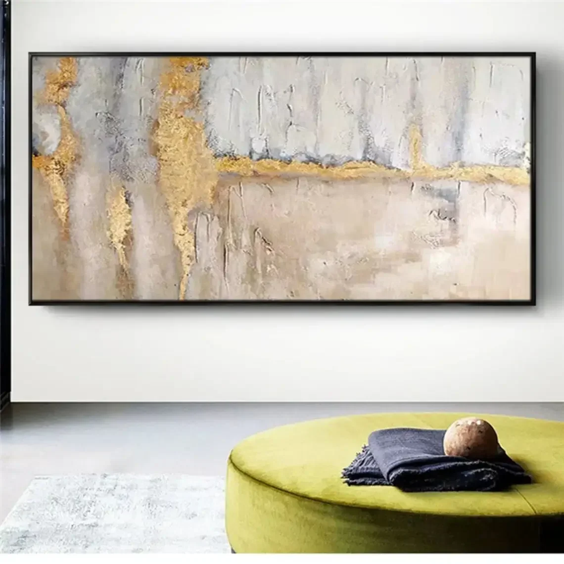 Abstract Hand Painted Oil Painting On Canvas Large Wall Art Gold Color Handmade Paintings Wall Decor Living Room Home Decoration