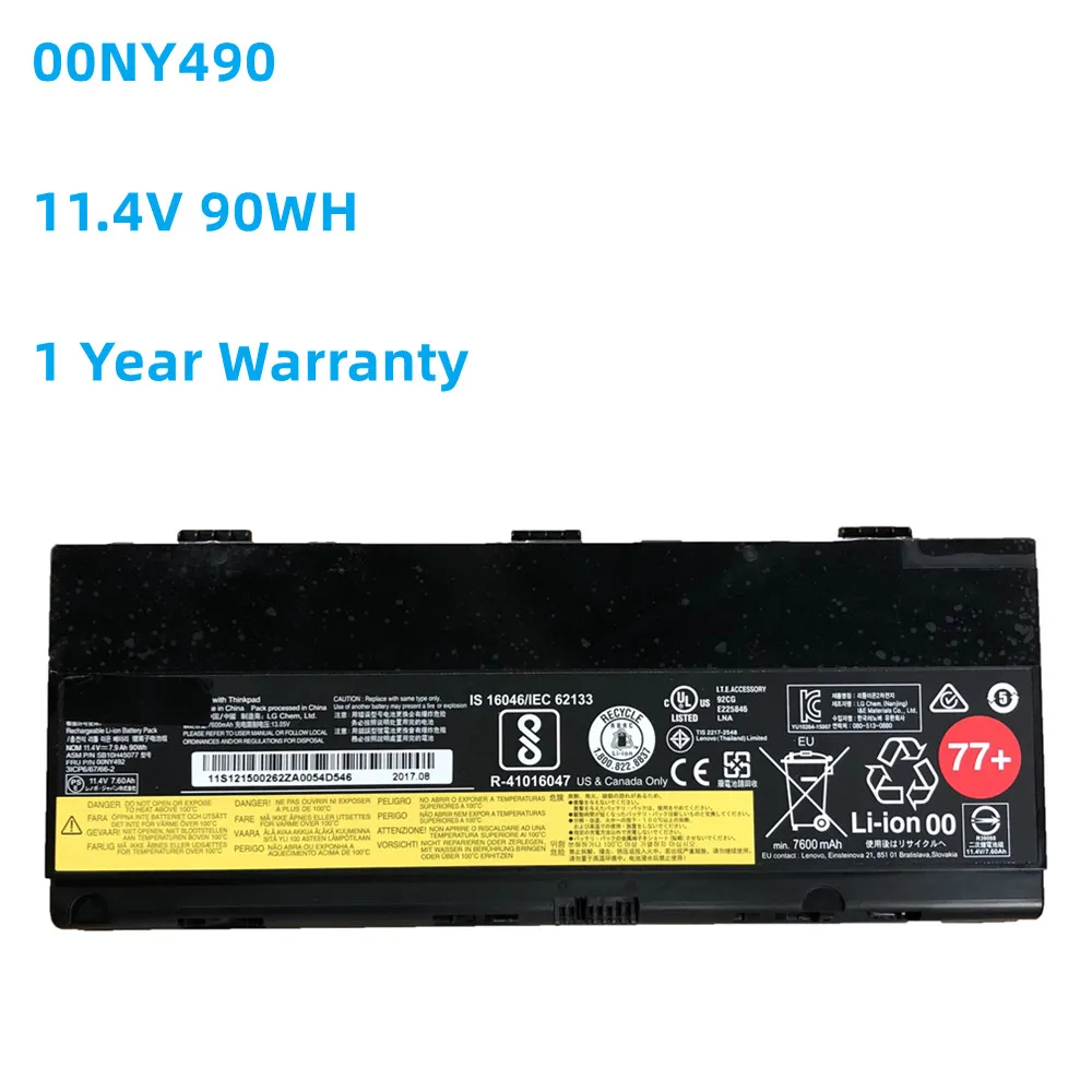 

77+ 90WH 00NY490 Laptop Battery For LENOVO Thinkpad P50 P51 P52 00NY491 00NY492 SB10H45075 SB10H45076 SB10H45077 SB10H45078