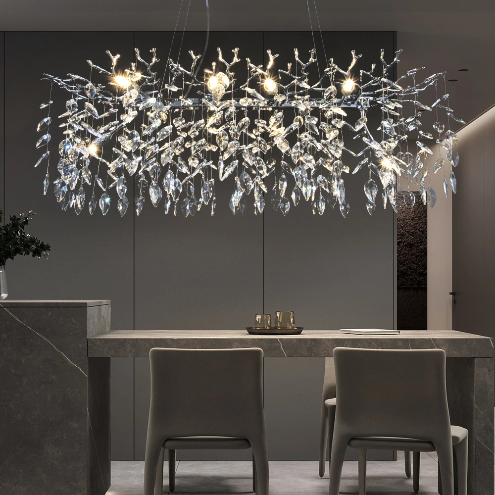 Imagem -02 - Luxo Crystal Pendant Lights para Mesa de Jantar Lustre Led Lâmpada de Suspensão Longa Home Decor Restaurante Sala de Estar