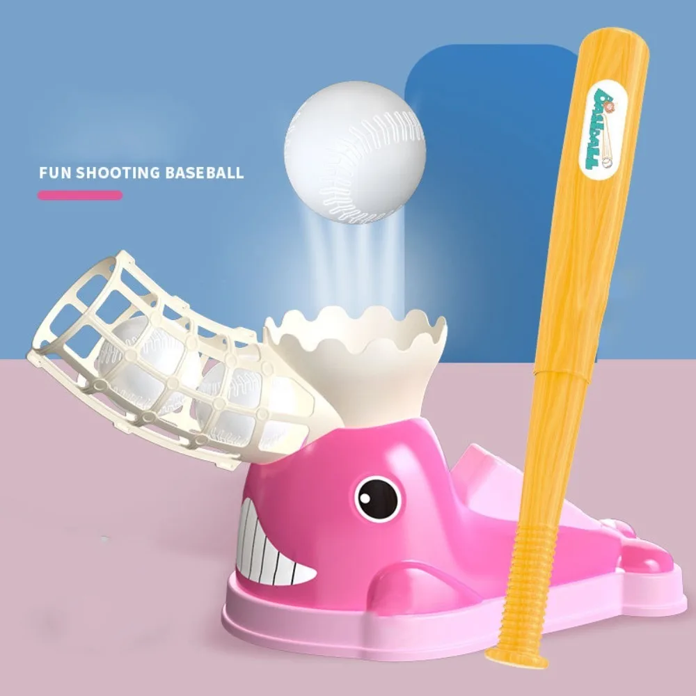 

1 Set Whale Baseball Launcher Toy Cartoon Sport Games Kids Baseball Trainer Toy Safe with 3 Balls Baseball Pitching Machine