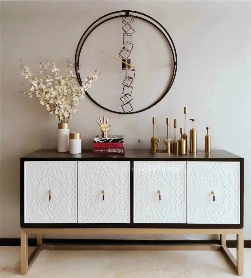 

H American Light Luxury Porch Cabinet Neoclassical Foyer Partition Cabinet Locker Simple Modern Solid Wood TV Decorative Cabinet
