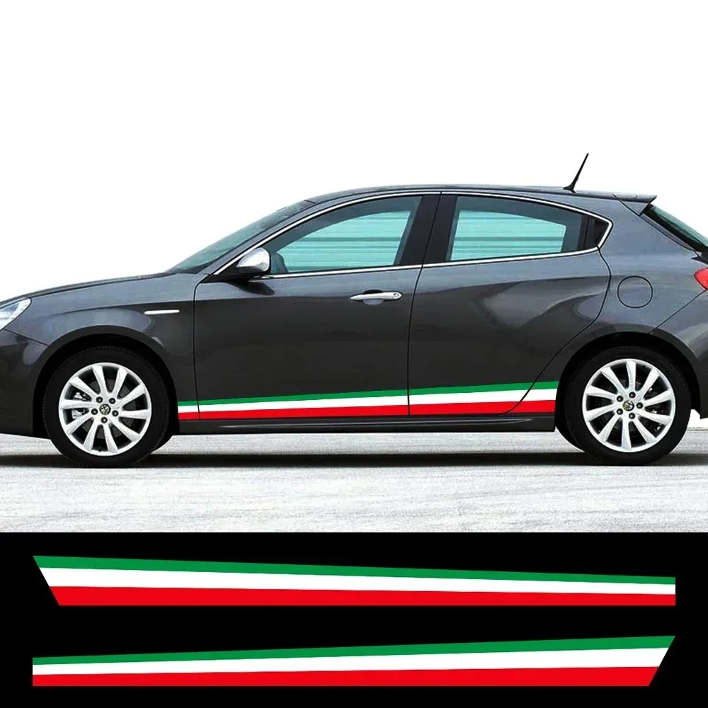 

Tricolor Racing Stripes 2PCS Car Side Door Stickers For Alfa Romeo Giulietta Vinyl Film Decals Auto Body Decoration Accessories