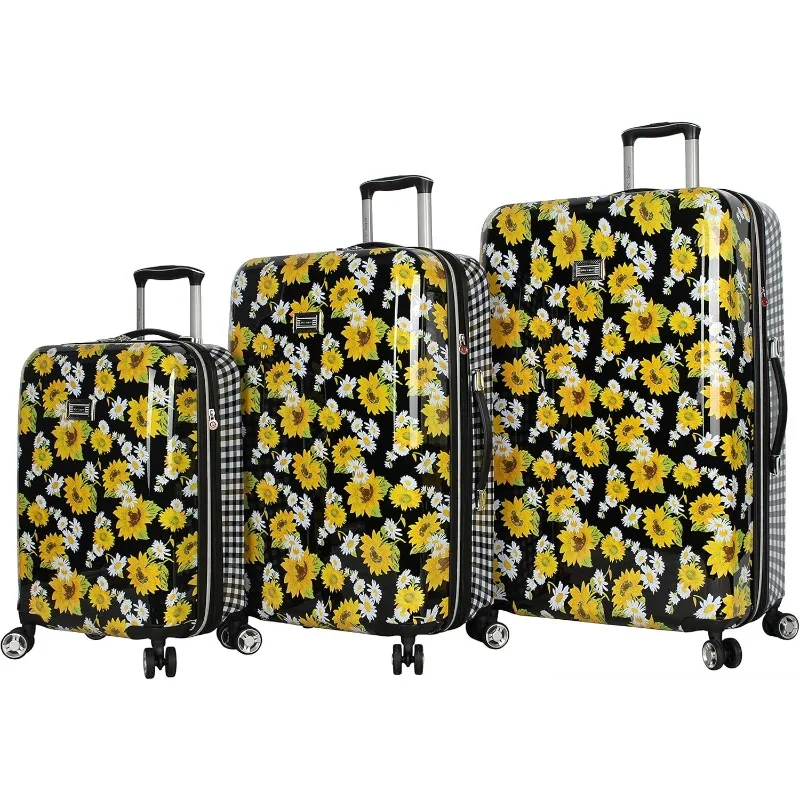 Betsey Johnson Designer Luggage Collection - Expandable 3 Piece Hardside Lightweight Spinner Suitcase Set -includes 20-Inch