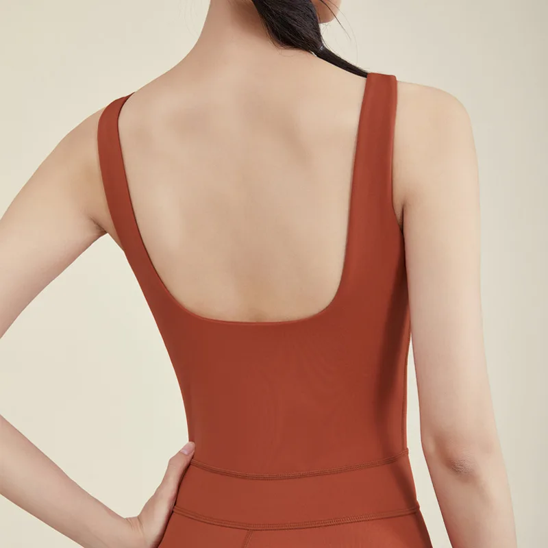 2023 Summer Women Sexy Solid Fitness Sport Jumpsuit Sleeveless Bodycon Playsuits Romper Overalls For Women