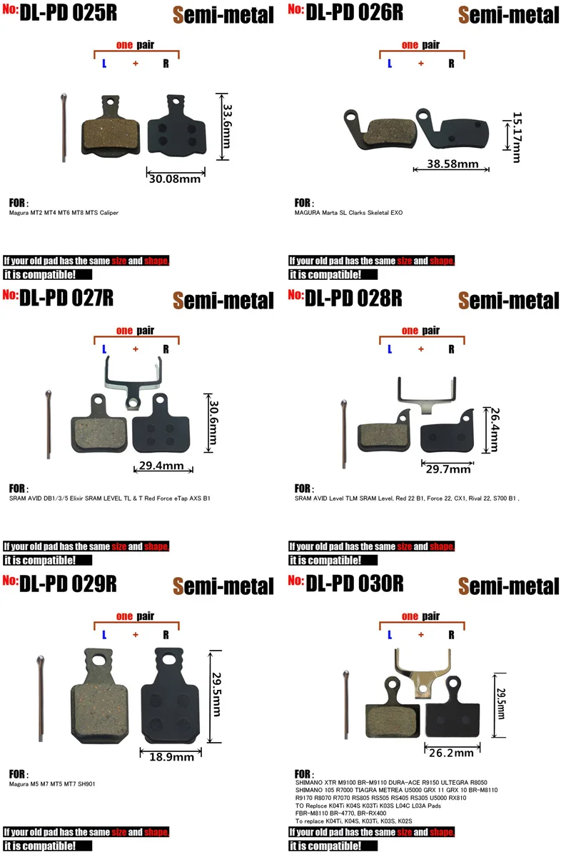 Pastillas de freno de disco para bicicleta SHIMANO XT/R ZOOM 975 985 ZEE MT5 315 MAGURA MT8 SRAM AVID BB5 Elixir DB1S semimetálicas, 4 pares