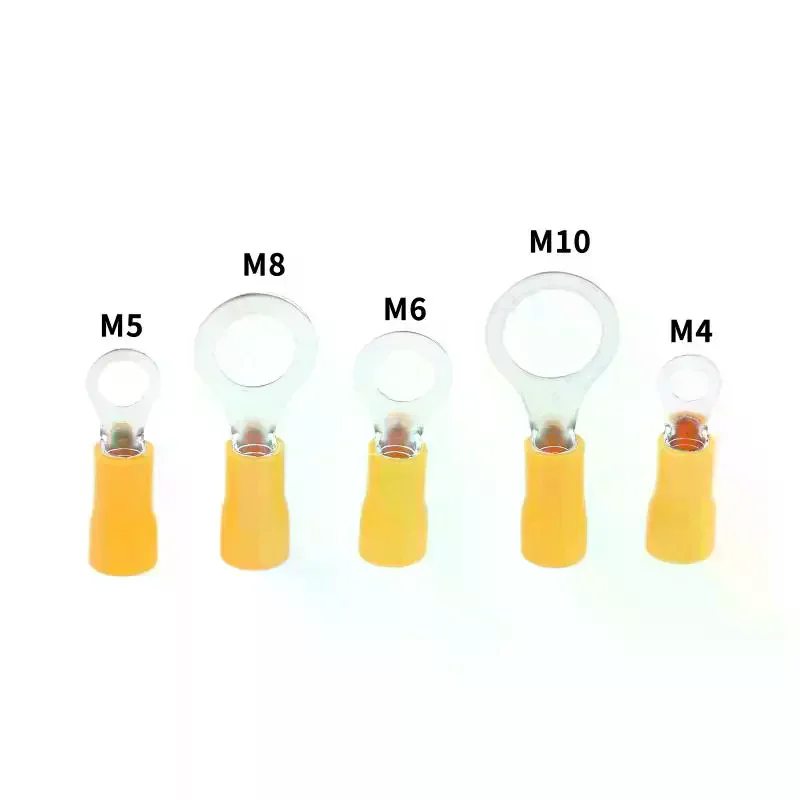 /TPz/RV5.5 M4M5M6M8M10 Yellow 12-10AWG Ring Crimp Terminal Insulated Electrical Cable Wire Connector 10/50 Pcs