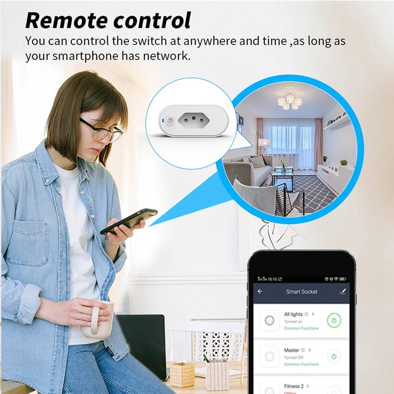 

【Секь-только!】Tuya Brazil Plug 16A WIFI 2,4 ГГц адаптер с мониторингом мощности, интеллектуальным управлением розеткой, голосовой поддержкой для Goog