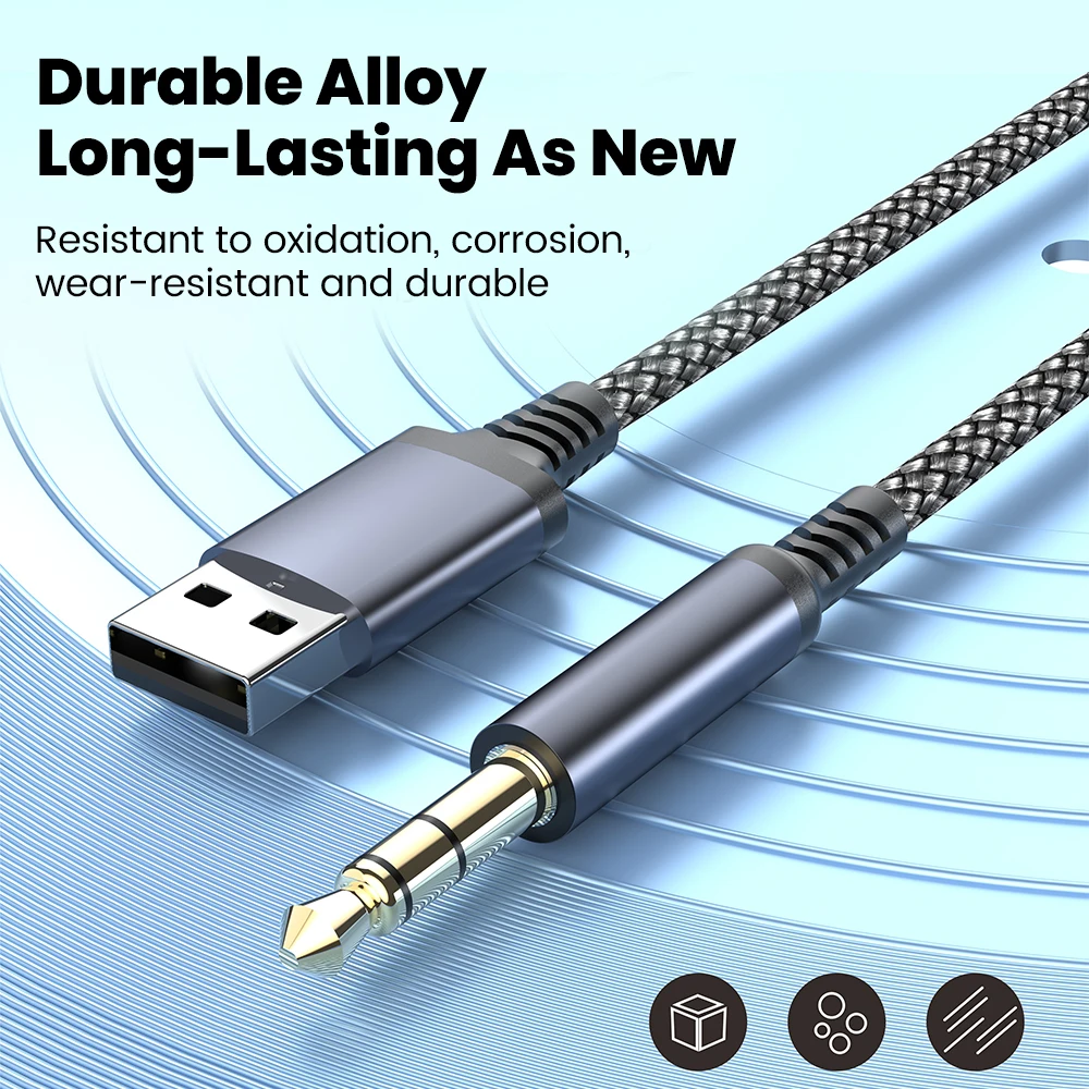 Usb A To 3.5mm Jack Male to Male Aux Audio Cable Headset Speaker Adapter For Desktop PC Laptop Car Headphone Converter Wire view 5