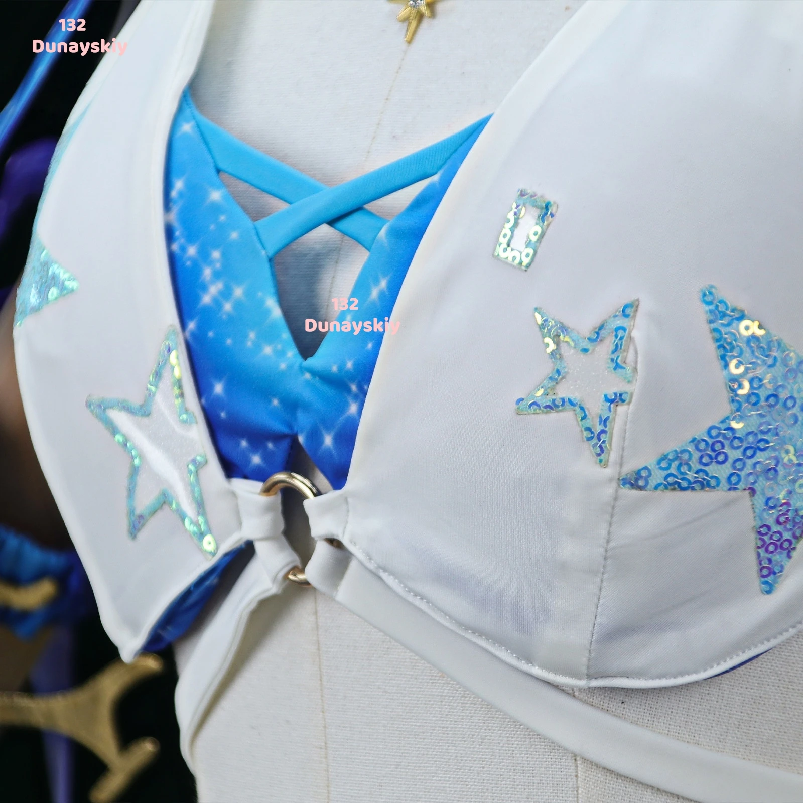 Game Honkai Star Rail Robin Cosplay Costume Wig Summeretto Blue White Beach Outfit Accessories Halloween Carnival Party Shoes view 5