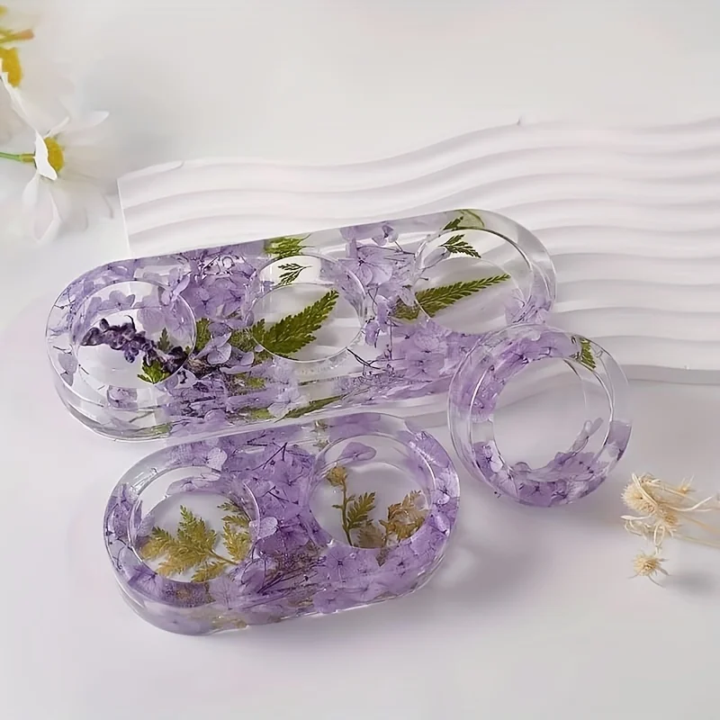 1/2/3 Hole DIY Crystal Epoxy Plastic Resin Mold Porous Round Aromatherapy Gypsum Candle Holder Ornament Silicone Mold view 4