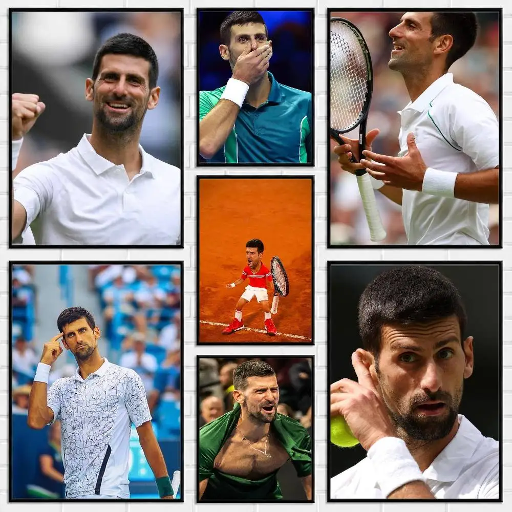 N-Novak Tennis Legend D-Djokovic Poster Versatile HD Waterproof Wall Art Self-Adhesive Decor for Any Space Ideal Gift