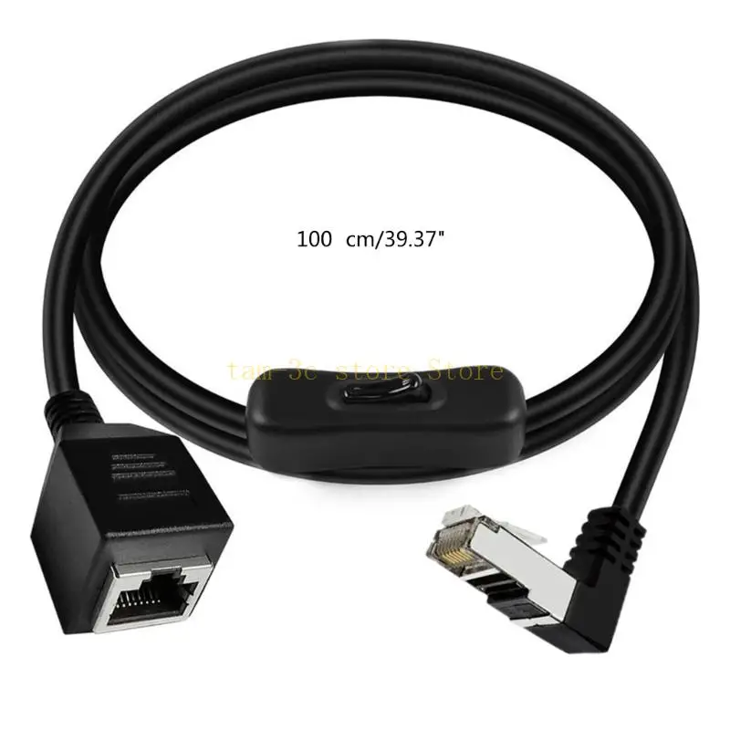 Cat6e RJ45 Extension Cable with On Off Switchs Button RJ45 Cat6 Extension Patchs Cable Extender Cord 100cm/39.37in D0UA